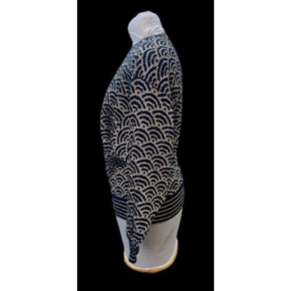 Adrienne Vittadini Vintage Geometric Black & Gold Metallic Print Lurex Sweater S - Picture 4 of 10